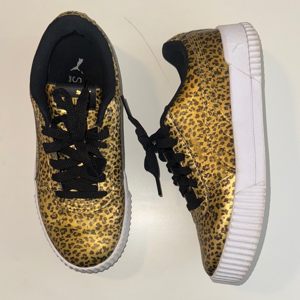 Puma “Carina” Platform Sneakers - Gold Leopard Print W7.5
